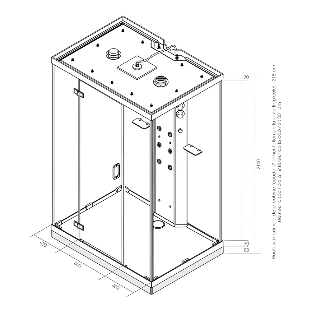 Dimensions de la cabine
