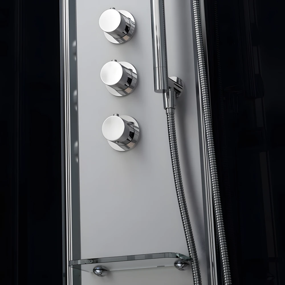 Robinetterie thermostatique haute qualité | Support douchette en laiton chromé | Tablette