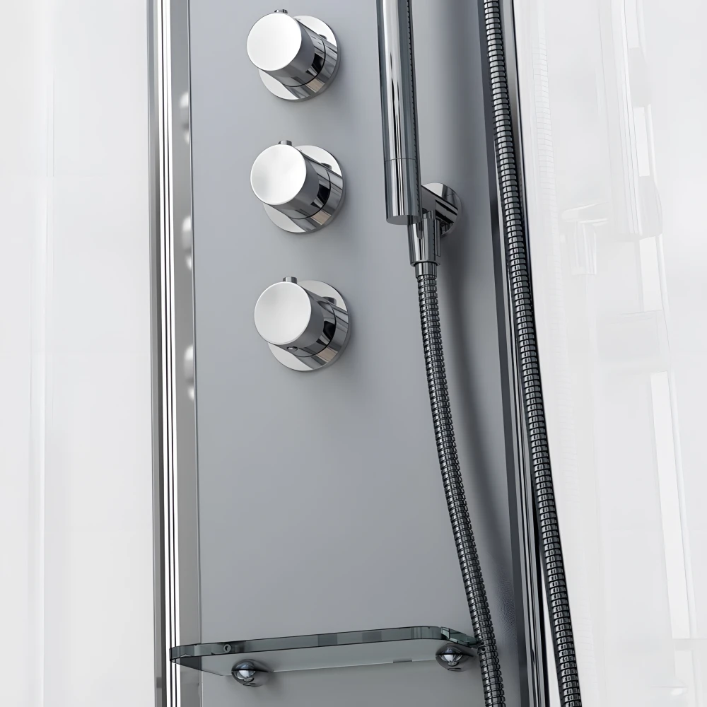 Robinetterie thermostatique haute qualité | Support douchette en laiton chromé | Tablette