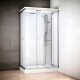 Cabine douche hydromassage SILVER rectangulaire avec accès en angle | Version droite avec vitres blanches