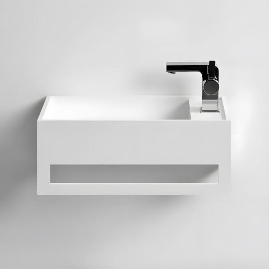 Lave-mains suspendu EASY 35 GAUCHE en Solid Surface