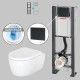 Pack WC suspendu sans bride avec bâti-support autoportant WIRQUIN PRO et plaque noire