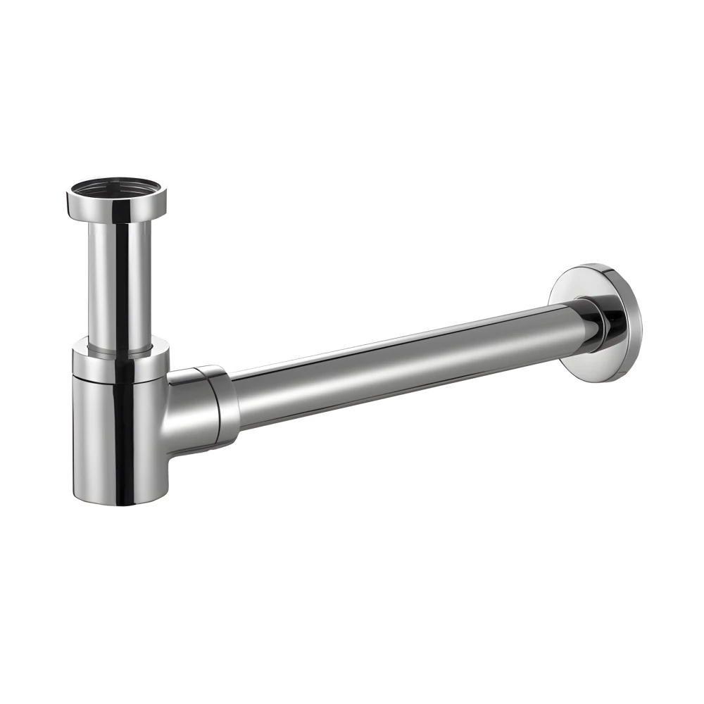 Siphon design rond en laiton chromé